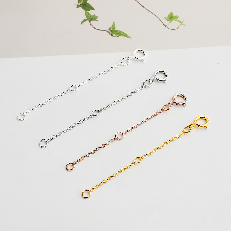 S925 sterling silver adjustment chain cross extension chain plus long chain DIY necklace hand and foot chain accessories growth chain wholesale