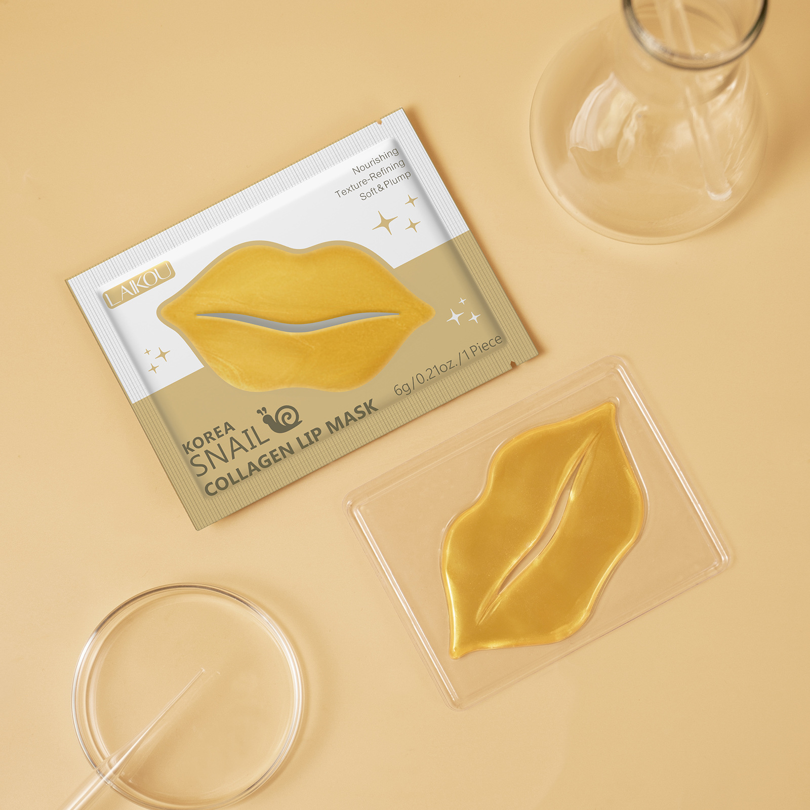 Full English Laikou Cross-Border Laiko Korean Snail Collagen Lip Patch 6g Lip Balm Hydrating Full English