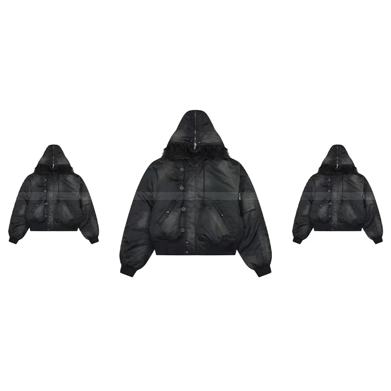Grailz Project gr's new NB mud dyed bomber fur collar cotton jacket for overseas processing