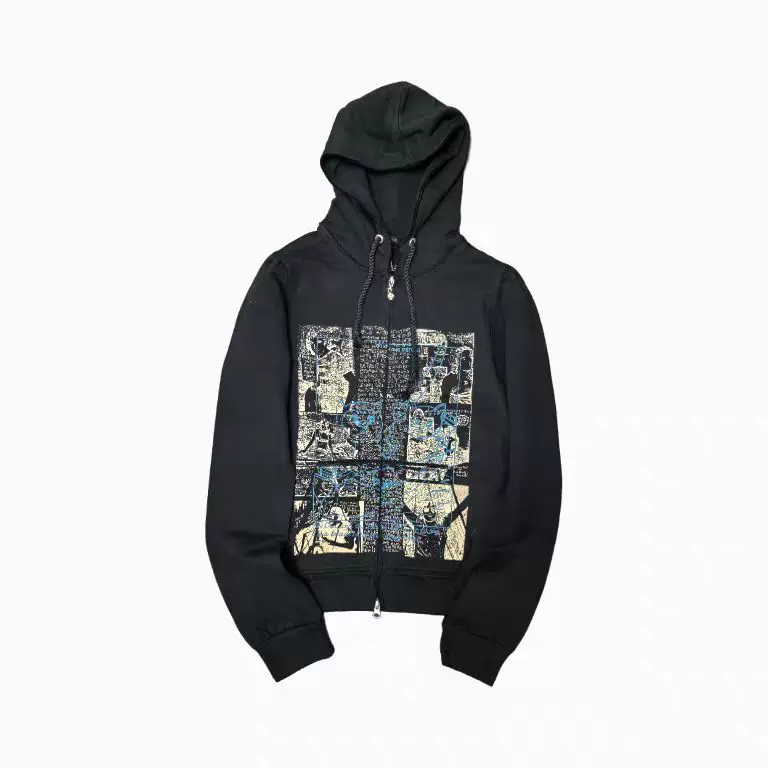 Hysteric Glamour print hoodie Archive Loose casual black thick cotton T