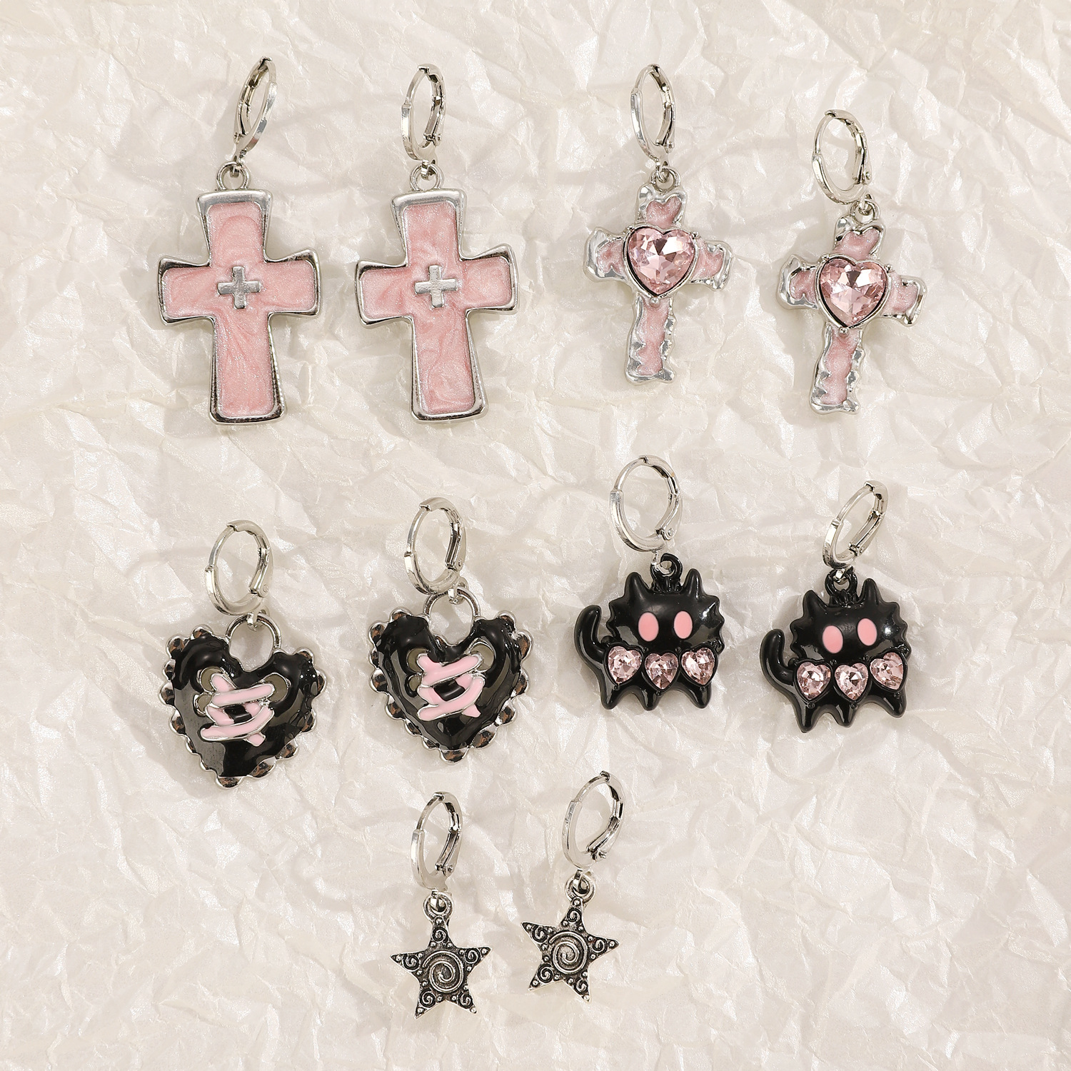 Cross Border Classic Cross Crystal Neutral Exquisite silver Earrings for Woman Hip Hop Party Jewelry Gift