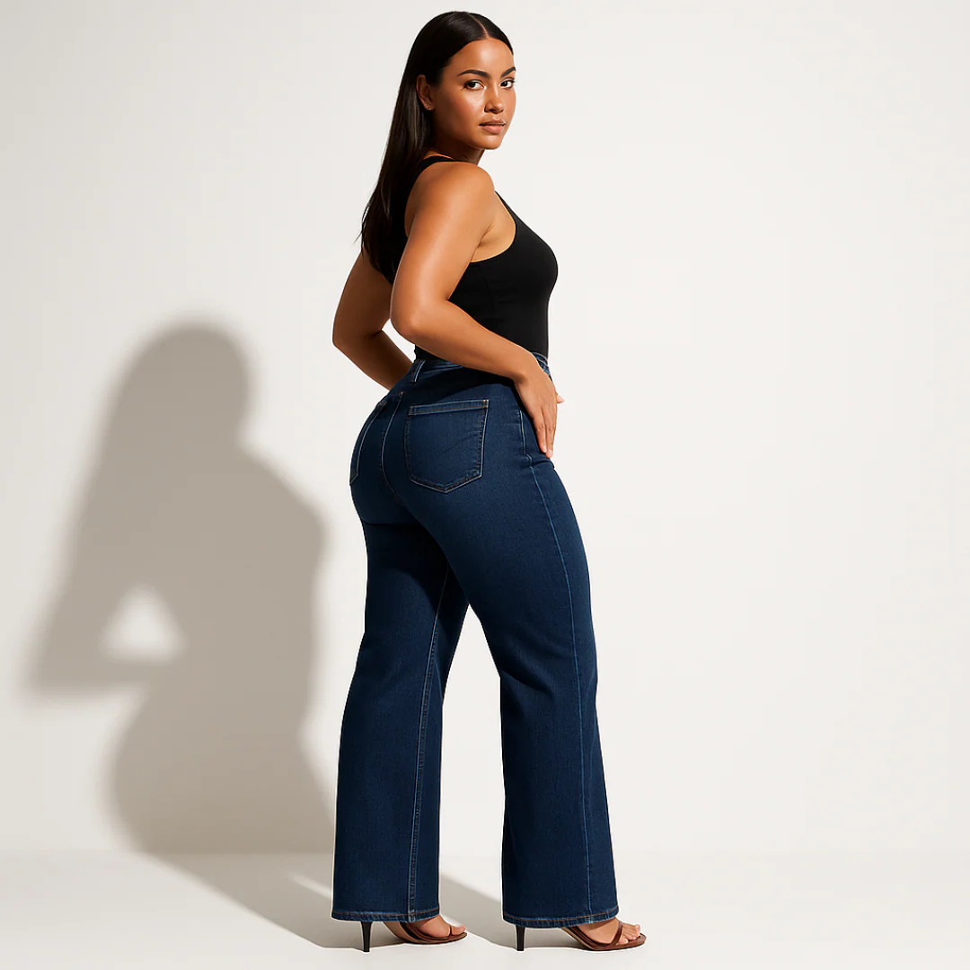 Cross-Border Temu European and American Retro Dark Blue Jeans for Women Y2K High Street Slimming Look Straight Leg Hip Lifting Pants Trendy Foto QC de 1688 na Qualit.ly