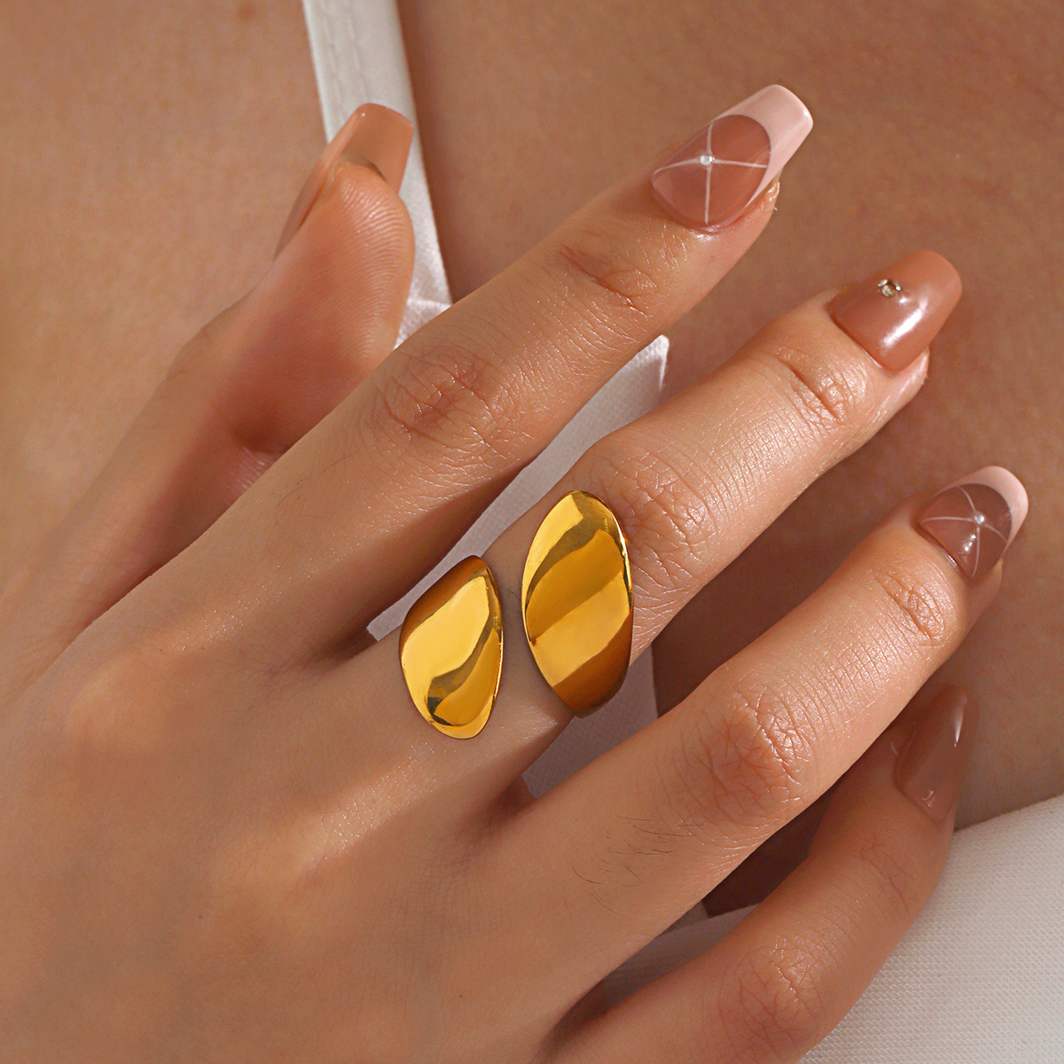 European and American fashion exaggerated thick water drop opening ring personality hip hop popular geometric ring factory wholesale
