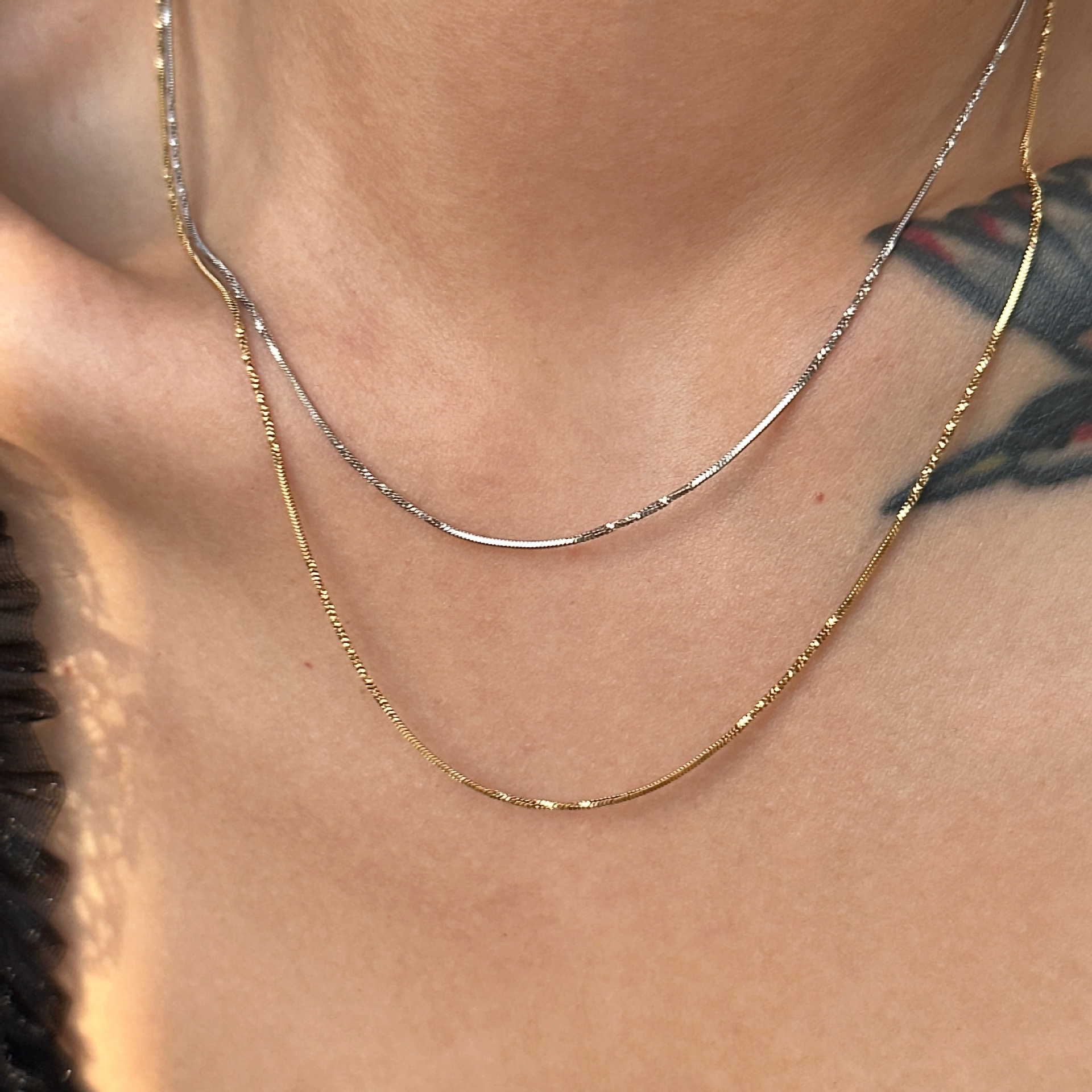 Dazan Clavicle Chain Jewelry European and American Cross-Border Retro 18K Gold Titanium Steel Jewelry Fine Twisted Snake Bone Chain Gold and Silver Necklace