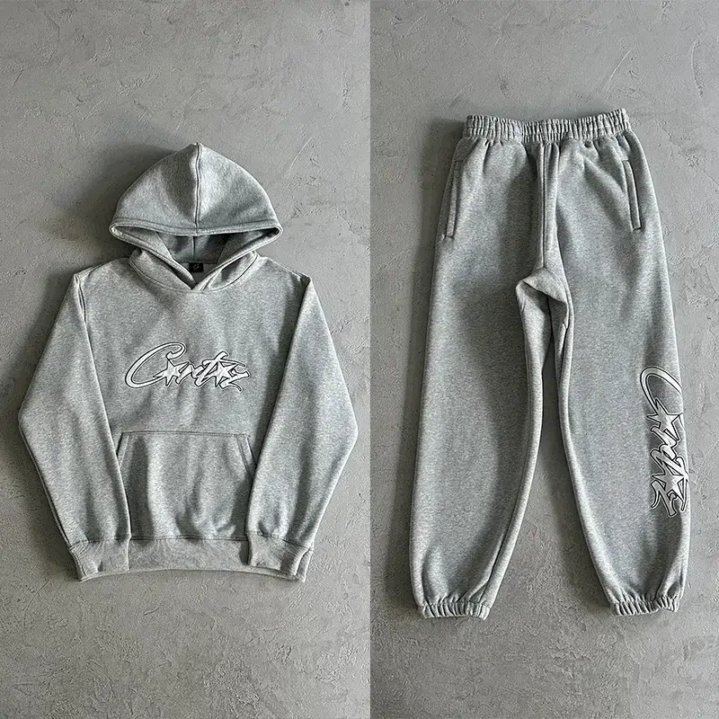 Independent Station American Corteiz Embroidered Alphabet Hip Hop Sweater Cardigan Hooded Men's and Women's Pullover Sweatshirt suit
