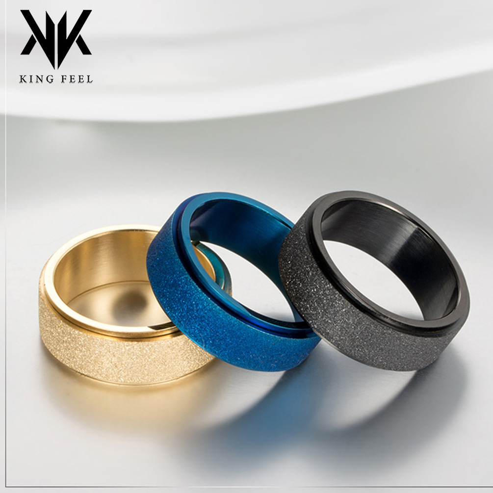 Cross-Border Amazon Titanium Steel Frosted Rotating Ring Stainless Steel Emery K Gold-Plated Anti-Anxiety and Decompression Ring
