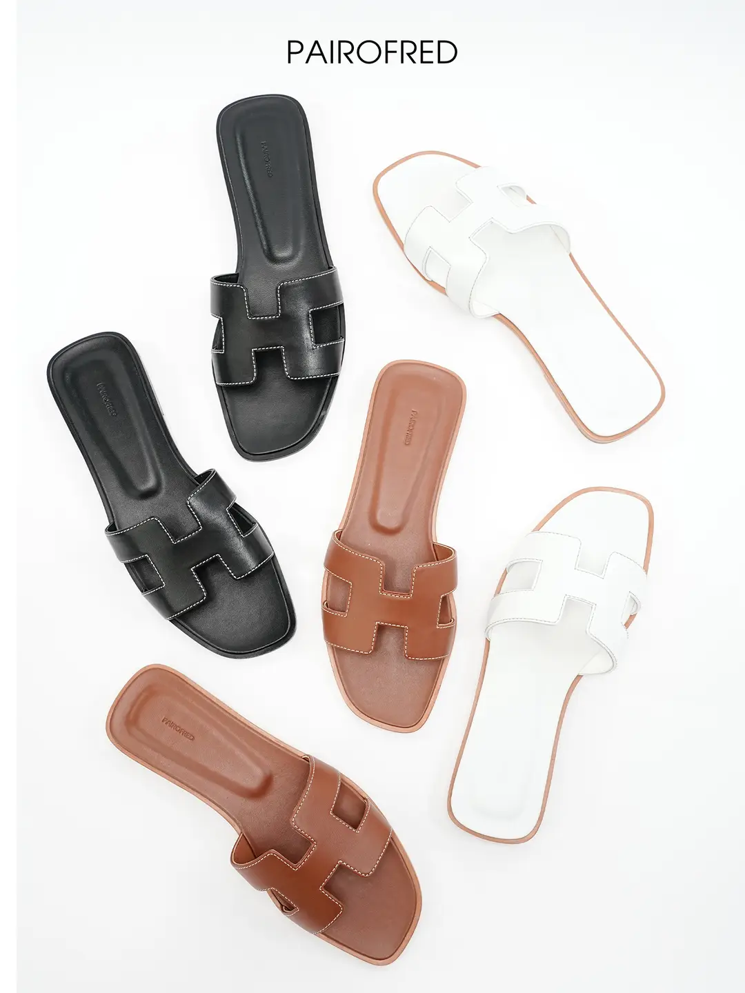 Classy Summer Square Toe H Slippers Flats Sandals Beach Vacation Slippers Women's Outerwear Genuine Leather Open Toe Whitening Slippers
