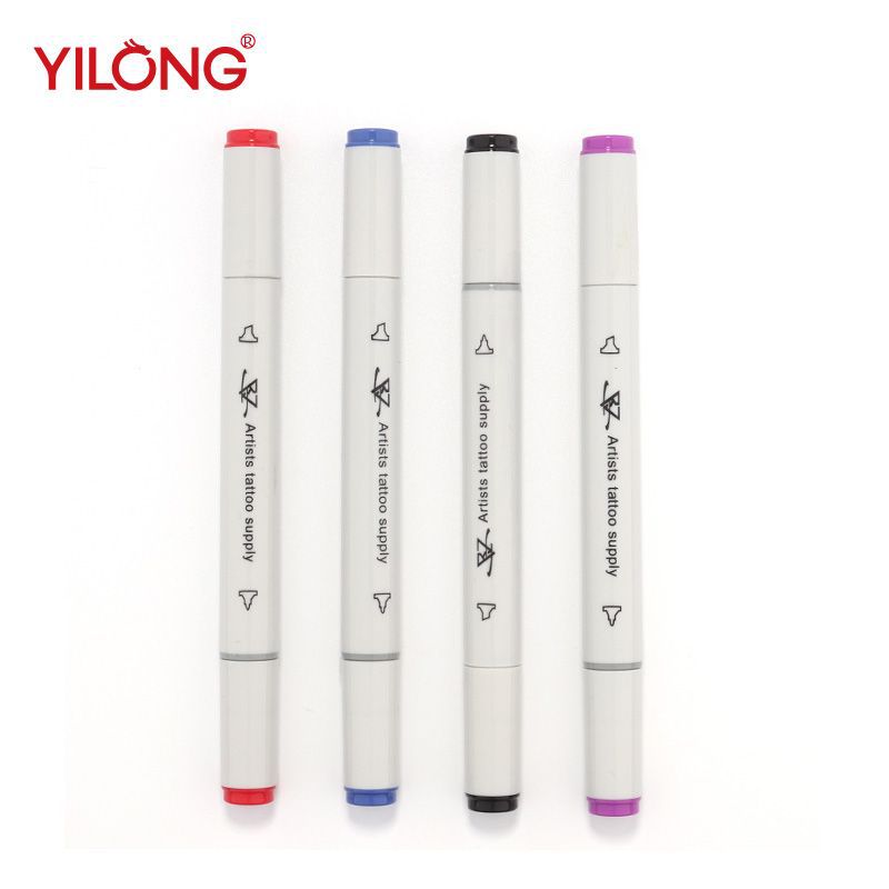 Yilong Tattoo Equipment Tattoo Painted Pen Oil Pen Water-based Marker Pen Color Double Head Gou Line Pen