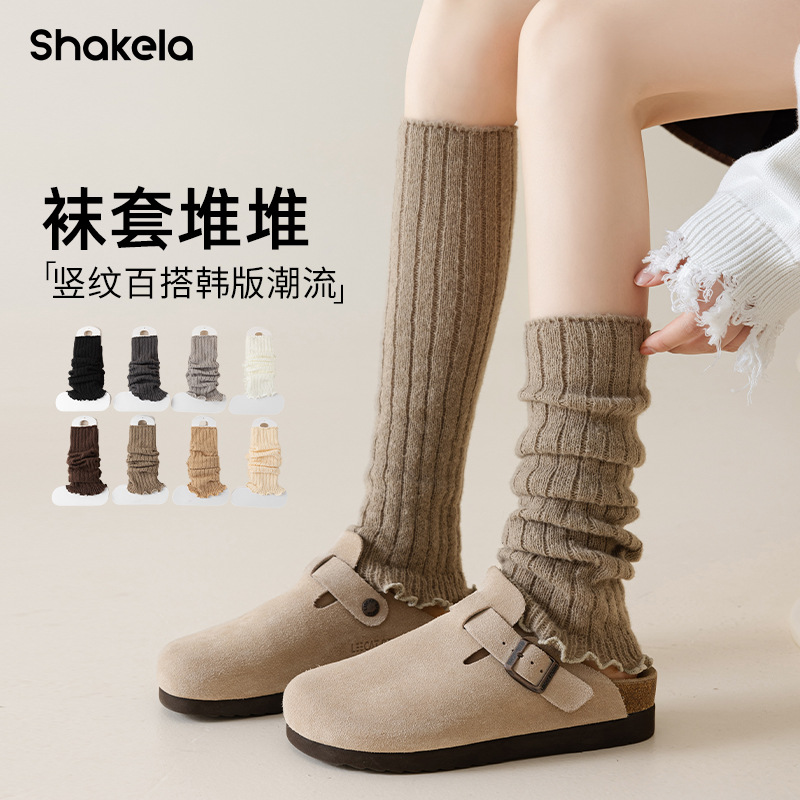 Autumn and Winter Fashion Socks Women's Plush Sense Warm Piled Stocking Knitted Leg Cover Snow Boots with Velvet Socks Cover Plus