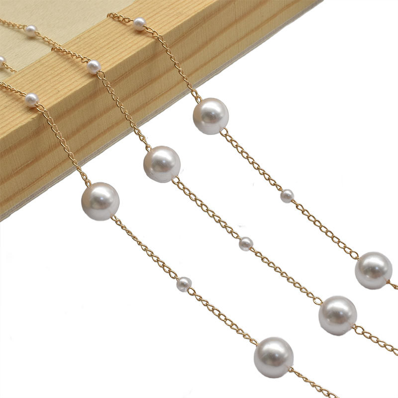 DIY jewelry chain pure copper color retention size beads 8 3mm beads pearl chain antique retro tassel shoes accessories
