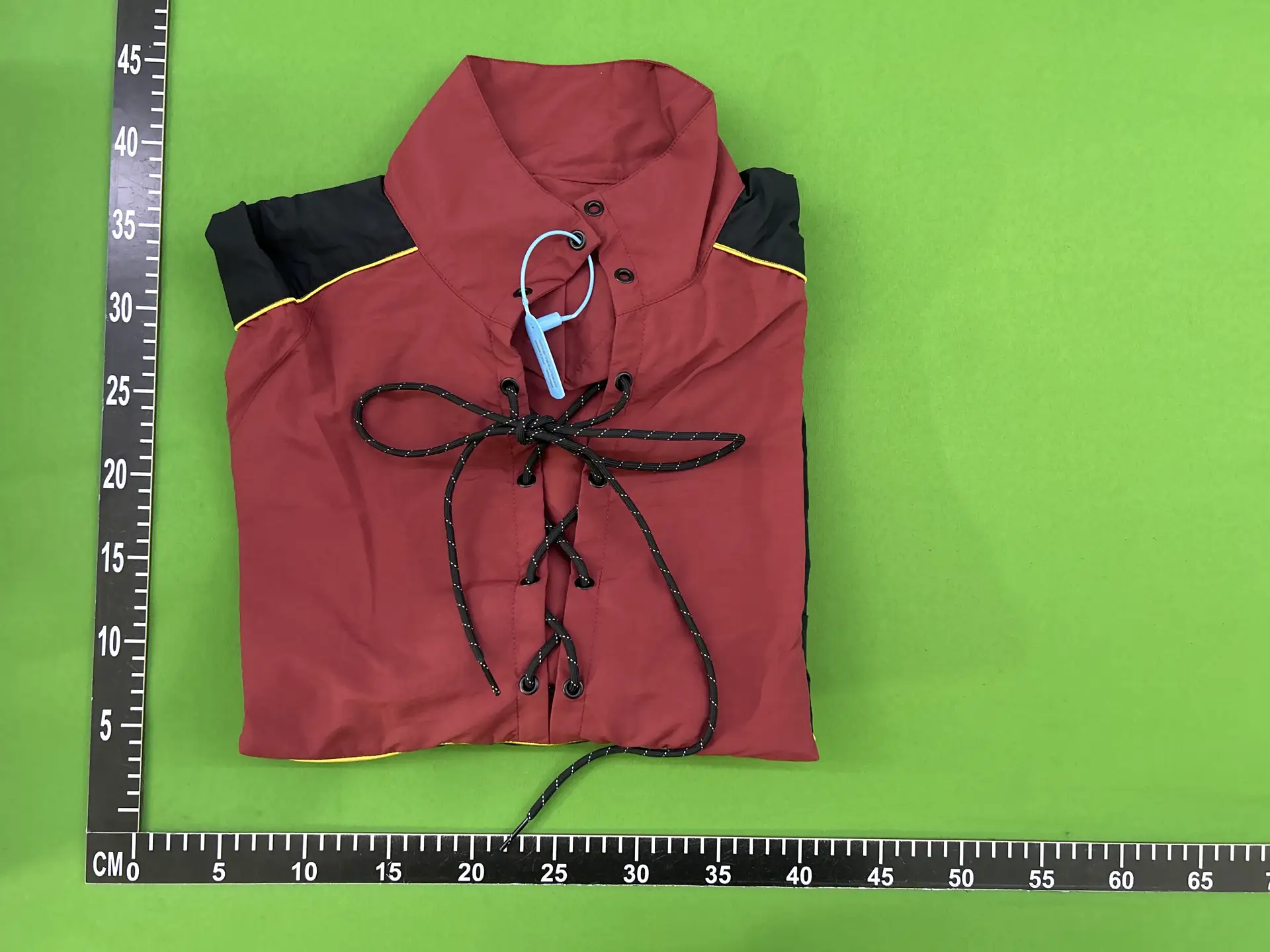 Martine Rose 25SS black and red color blocked reflective lace up jacket Lace up pullover windbreaker