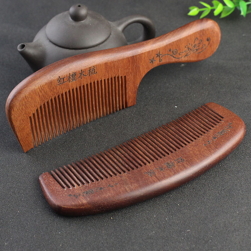 Factory Wholesale Red Sandalwood Comb Fine Teeth Men's and Women's Long Hair Household Portable Valentine's Day Girlfriend Mother's Day Gift