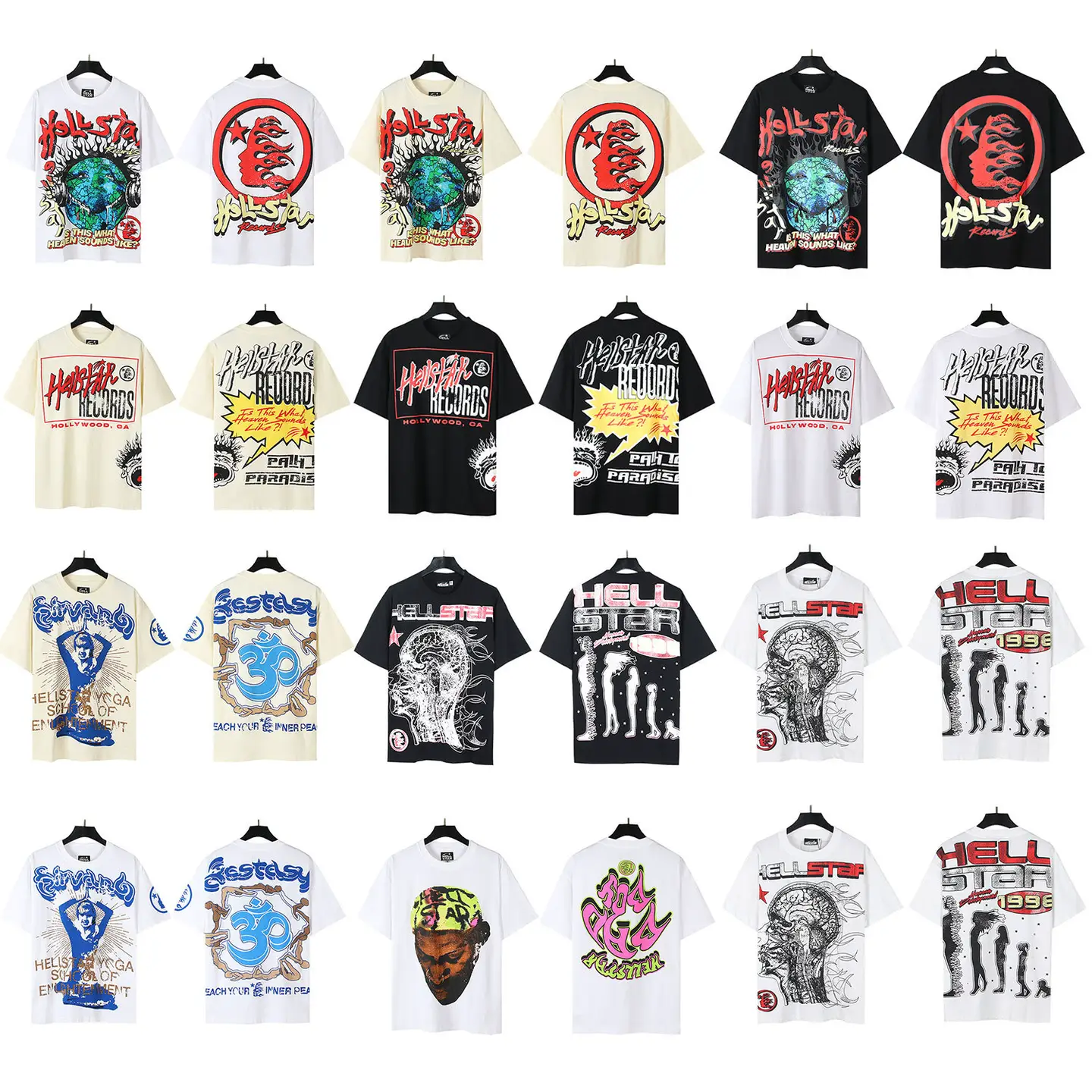 Hellstar Hell Star Sports Fashion High Street Pure Cotton Loose Short-Sleeved T-Shirt Foreign Trade Cross-Border Unisex