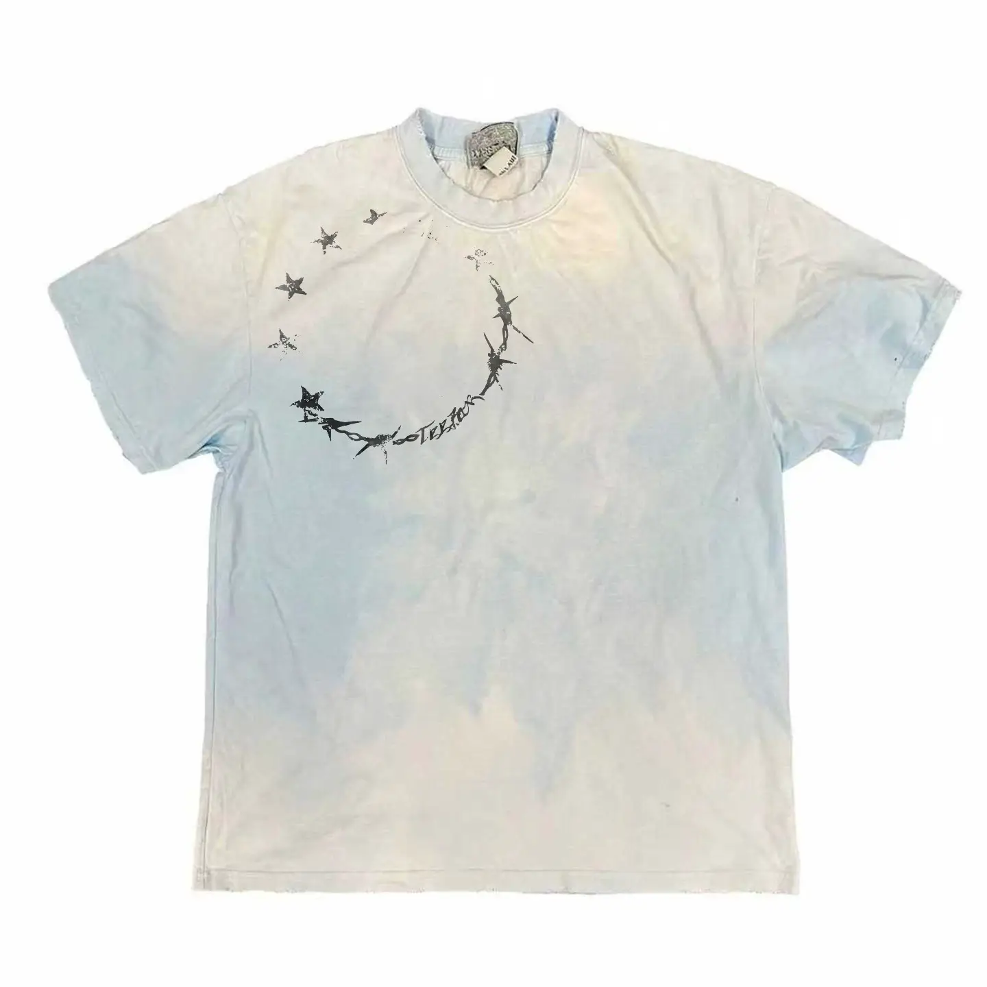 Vintage Style, Washed and Distressed, Irregular Subculture Print, Silly Punk Short-Sleeve T-Shirt