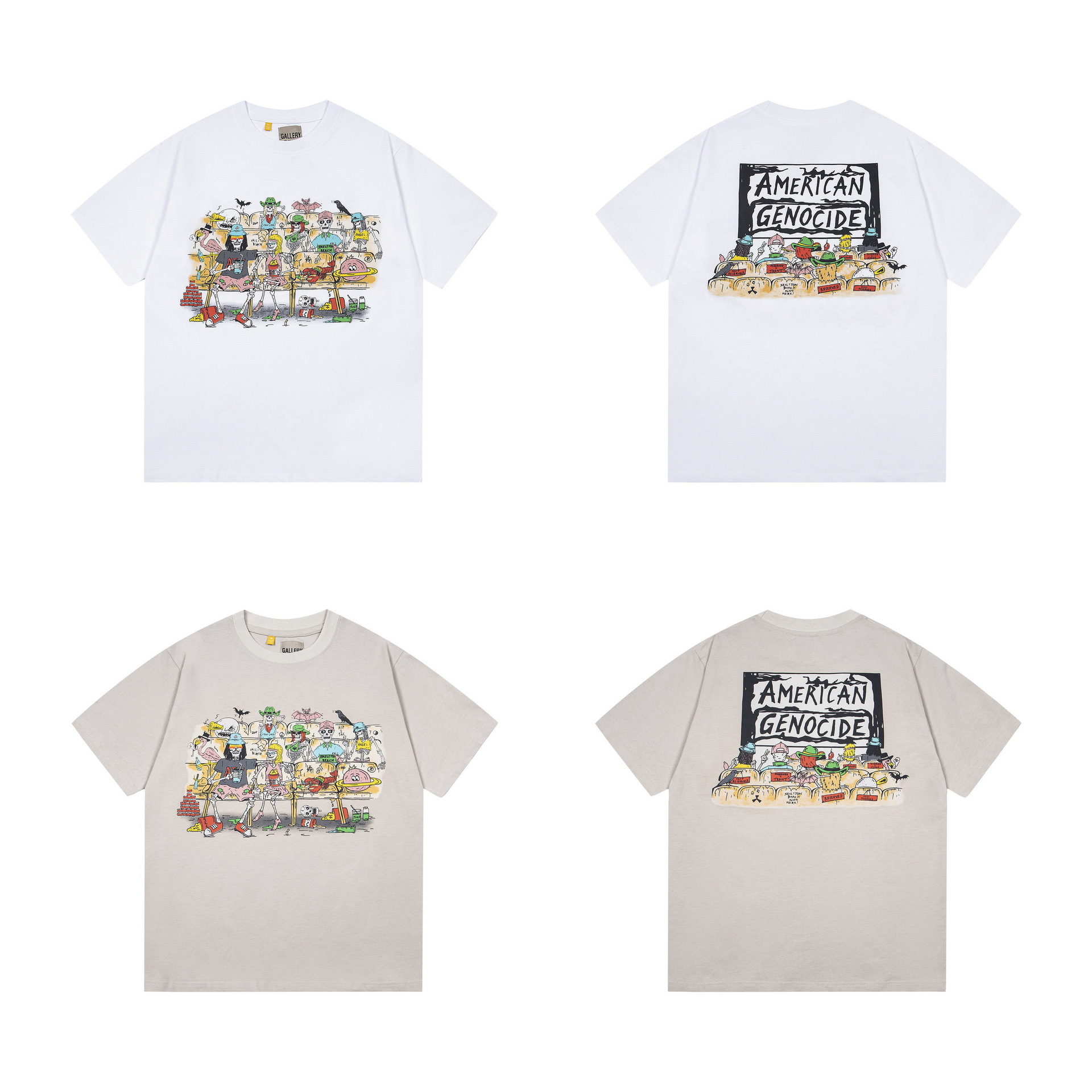 Gallery Dept Export Trendy Brand Cross-Border New Short-Sleeved T-Shirt Men's Letter Printing Loose Casual Pure Cotton