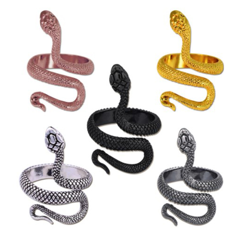 Longrui European and American Cross-Border New Fashion Stylish Exaggerated Snake-Shaped Ring Retro Punk Hip-Hop Zodiac Snake Ring