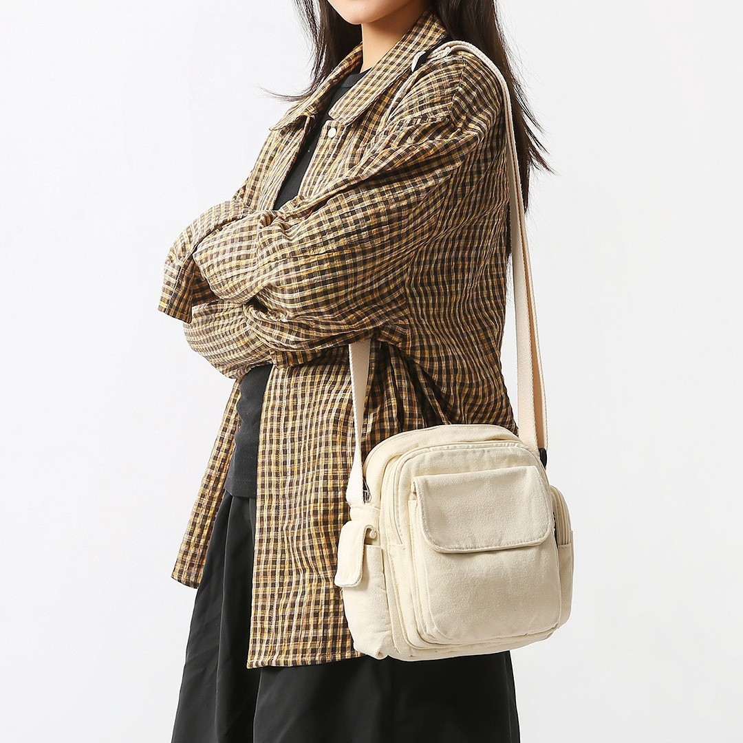 2026 New Style Canvas Multi-Pocket Small Square Bag for Women, Casual Large-Capacity Camera Bag, Outdoor Travel Shoulder Crossbody Bag