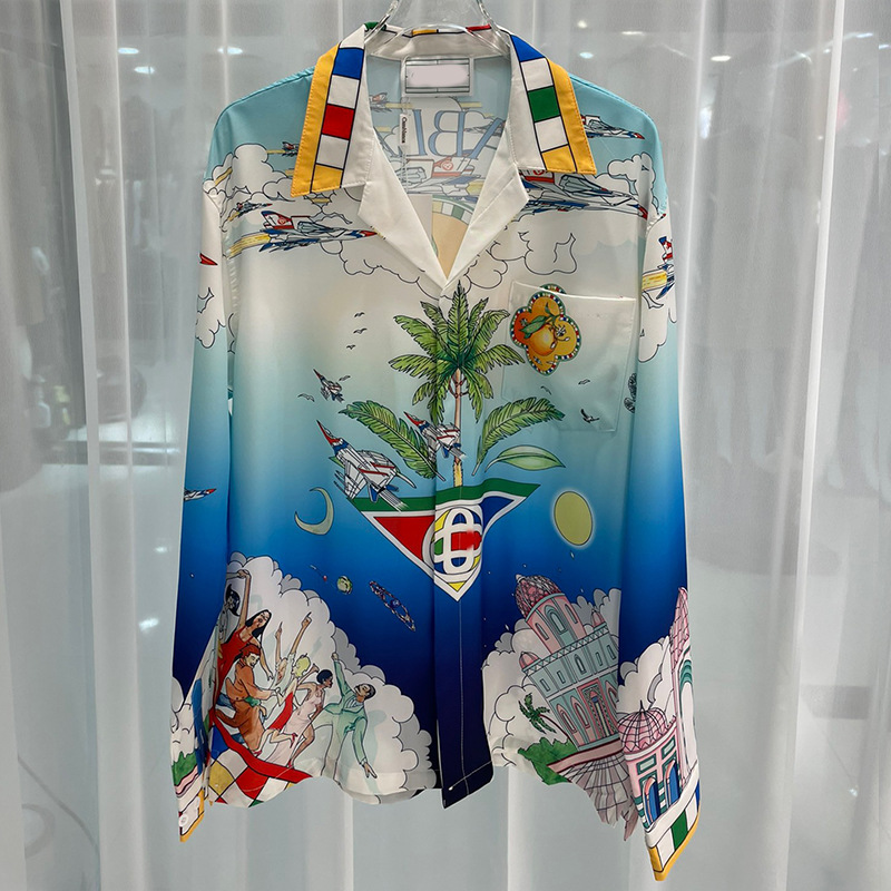 2025 Spring New European and American Cross-Border Export Youth Popular Digital Printing Men's Suit Collar Short-Sleeved Shirt