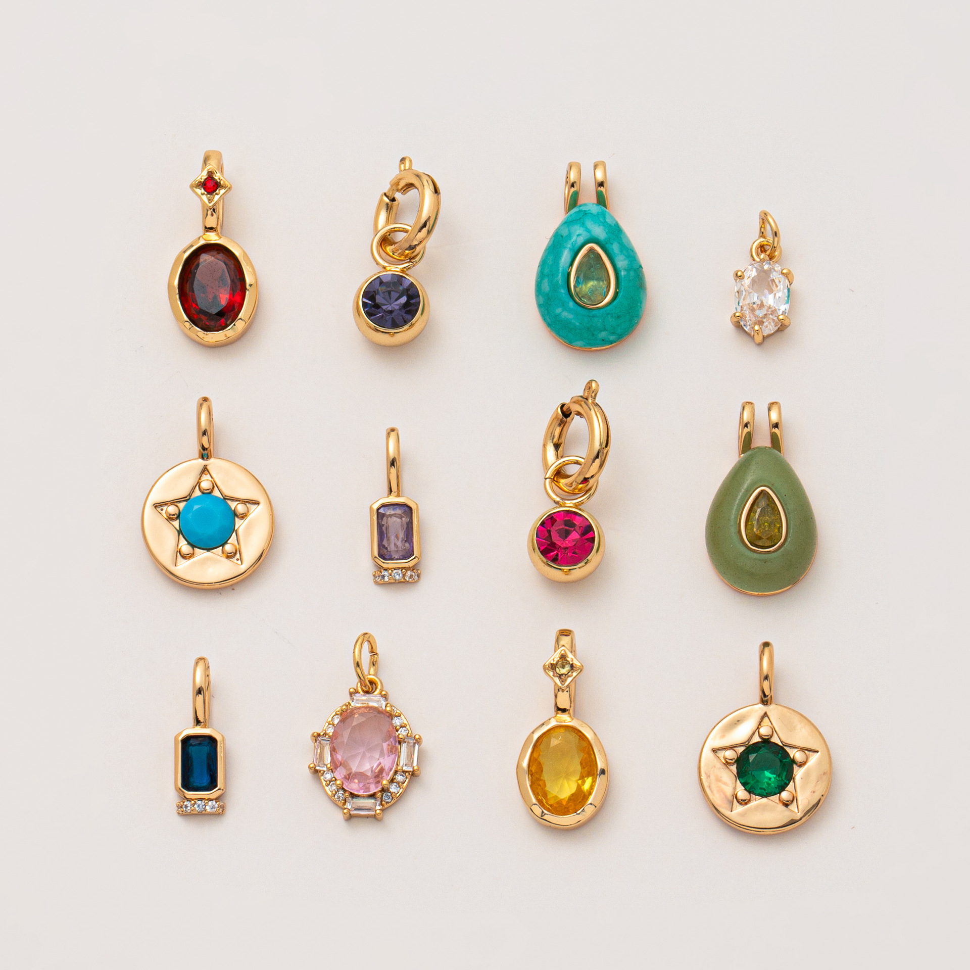 in stock Stainless Steel DIY Basic Loose Chain 12 birthstone Pendant Necklace Furnace Vacuum Electroplating 18K Gold Color Protection