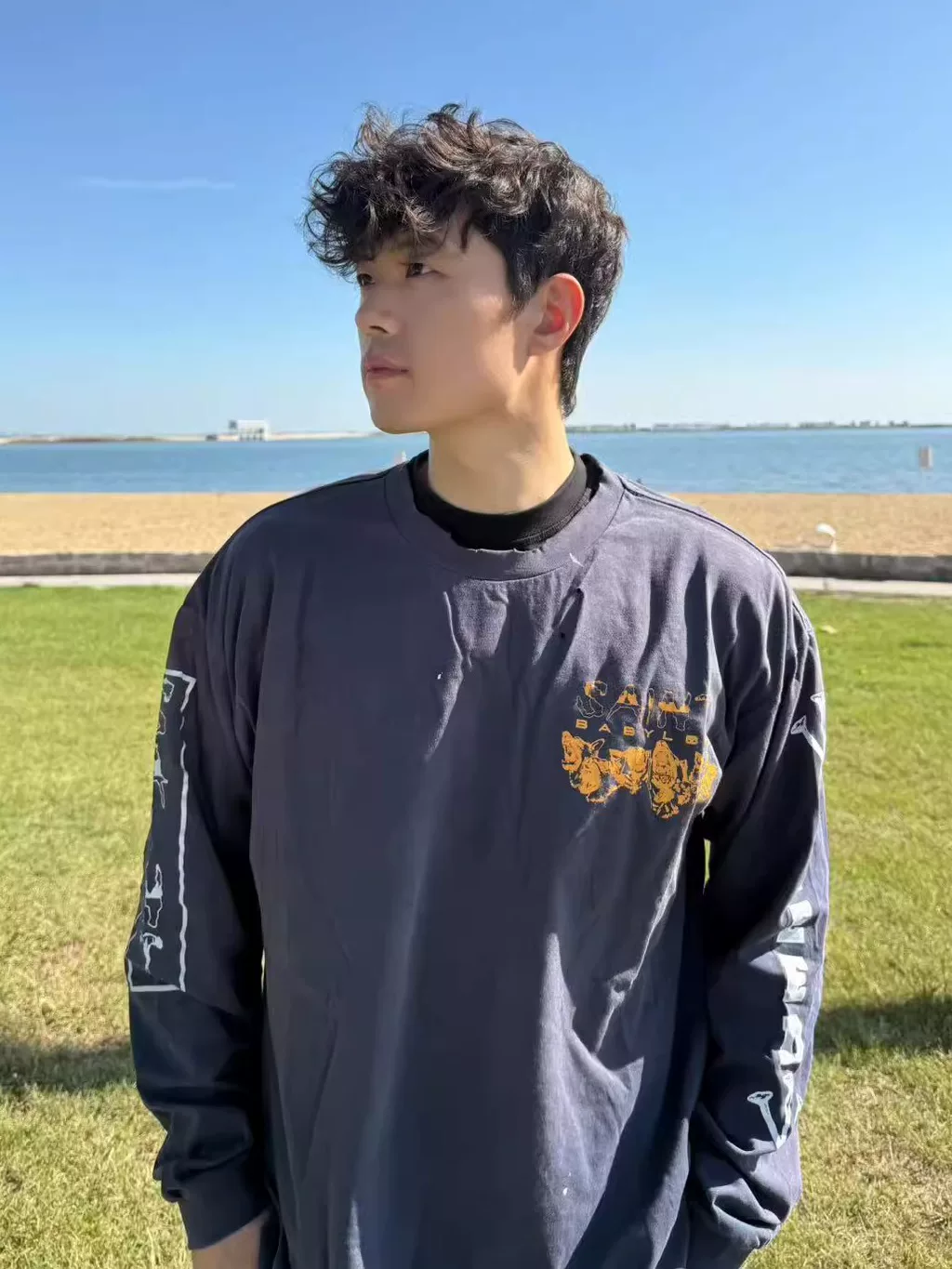 Fw25 Saint Michael Cho Babylon Collaboration Washed Men's Couple Long-Sleeve Base T-Shirt