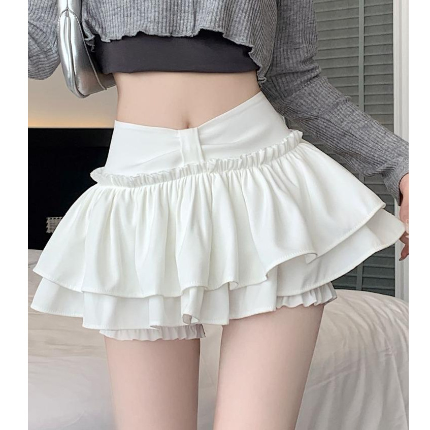 Pure Lust Style Sexy Puffy Skirt Women's Summer High-waisted Cake Skirt Anti-exposure Small Mini Skirt Pants Versatile