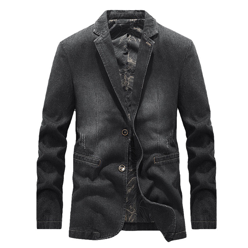 31629 new cross-border jacket men's youth middle-aged handsome fit suit spring and autumn Denim coat business break