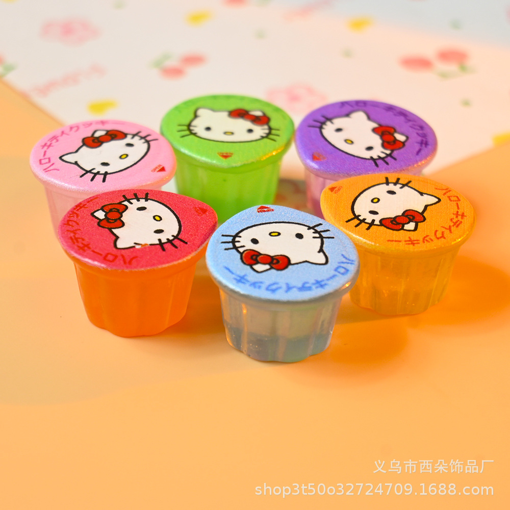 Hello Kitty Cartoon Resin Accessories Mini Food Toy Ornaments DIY Cream Glue Material Kit Children's Toys