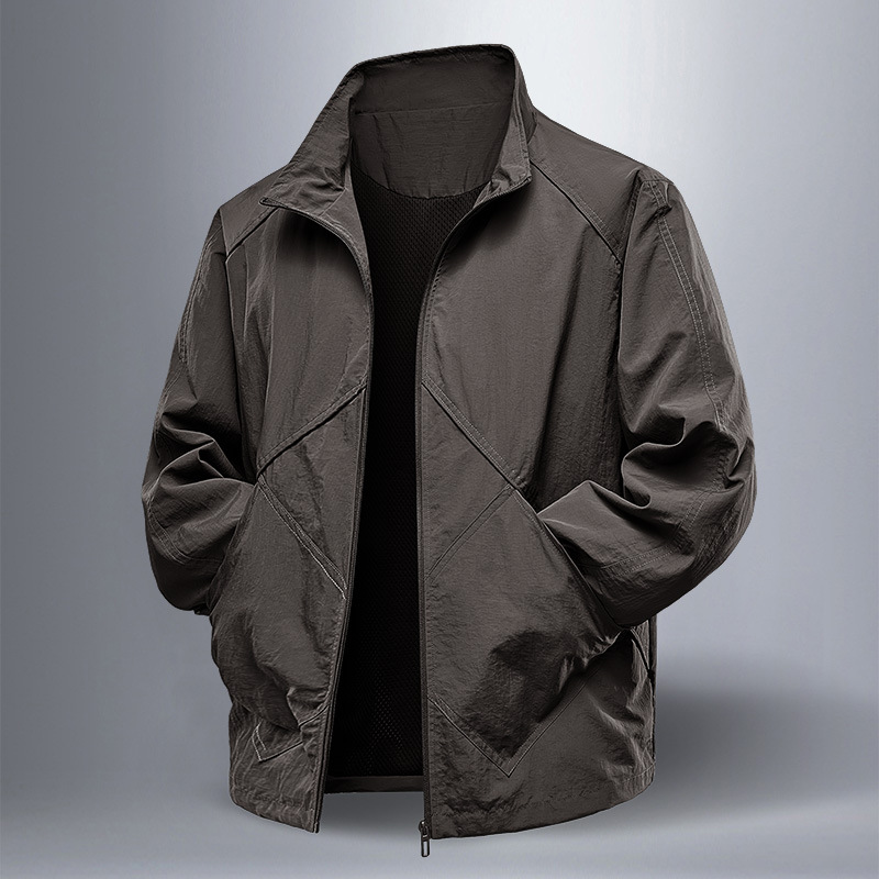 Waterproof Jacket Men's 2025 New Style Vertical Collar Work Jacket Men's Spring and Autumn American Casual All-match Top Clothes