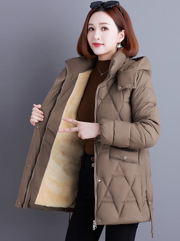 High-End down Cotton Jacket for Women 2025 New Winter Cotton-Padded Jacket with Fleece Lining, Thickened, Mid-Length, Loose-Fitting, Warm Women's Cotton Coat