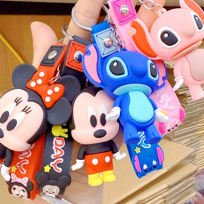 Cross-Border Mickey and Minnie Internet Celebrity Silicone Doll Keychain Large Plush Toy Couple Cartoon Oversized Doll Wholesale