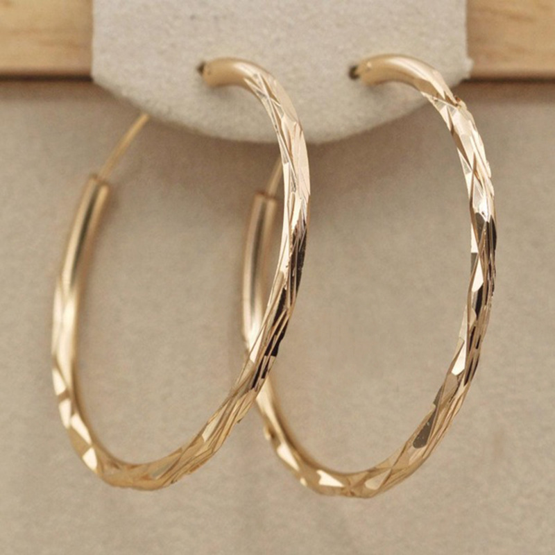 Wish Explosions Accessories 18K Gold-plated 1.4-inch Diameter Large Circle Exaggerated Earrings Geometric Concave Earrings for Women