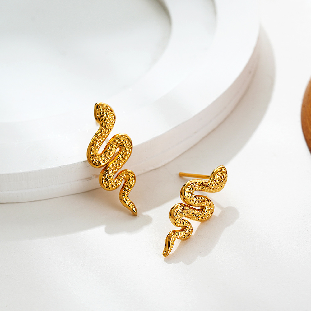 European and American Stainless Steel Plated 18K Gold Snake Earrings Medusa Earrings Necklace suit Cross Border AliExpress Ear Jewelry