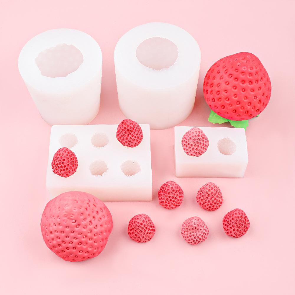 Aromatherapy Candle Large Strawberry Silicone Mold DIY Handmade Soap Small Strawberry Fragrance Gypsum Chocolate Cake Ornaments