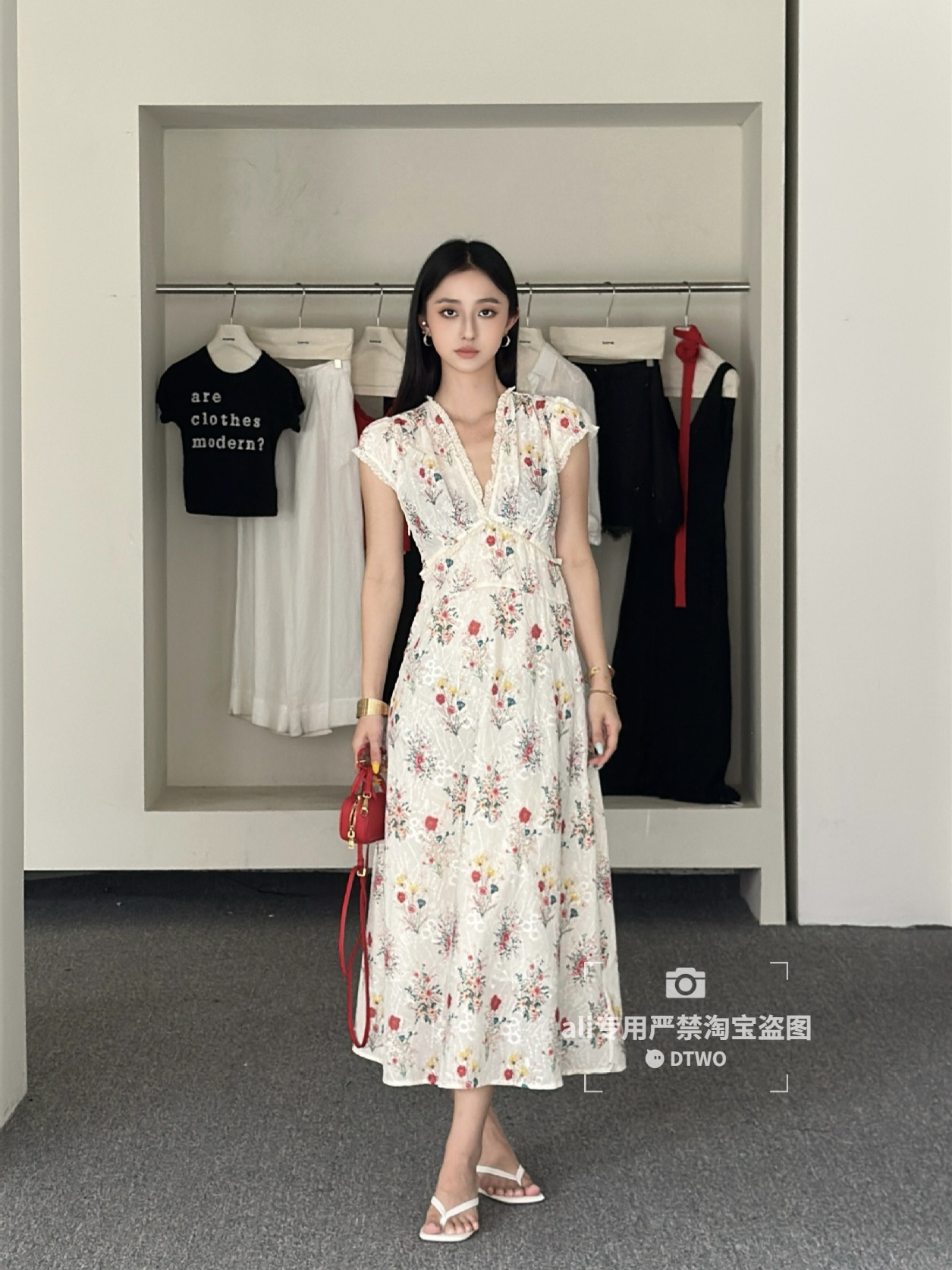 Dtwo Spring/Summer New Original Design Thirteen Lines Women's Clothing Wholesale Vacation Style Floral Dress