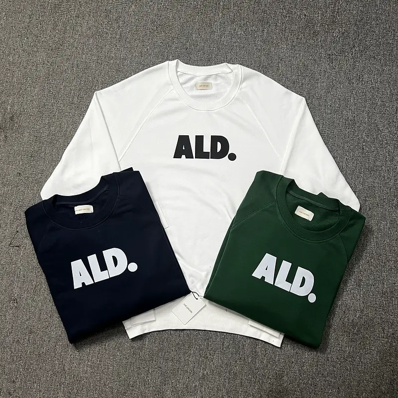 American retro ALD printed basic Raglan printed round neck pullover Terry sweater