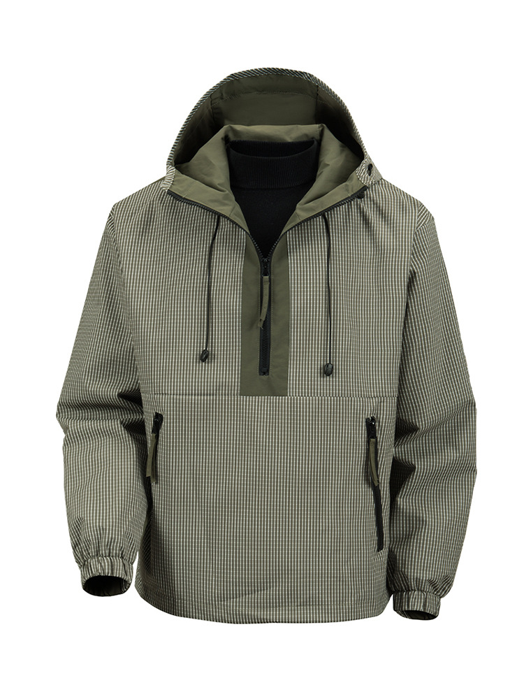Cross-Border Foreign Trade Export Autumn New Style Outdoor Versatile Casual Hooded Pullover Half-Zip Jacket European Size