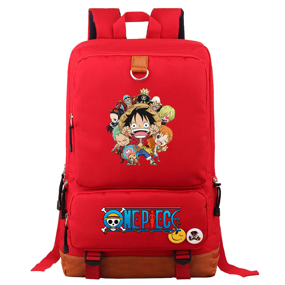 in stock Anime Cartoon One Piece Lufei Printed Student Schoolbag Large Capacity Computer Bag Men's and Women's Backpack Cross-border