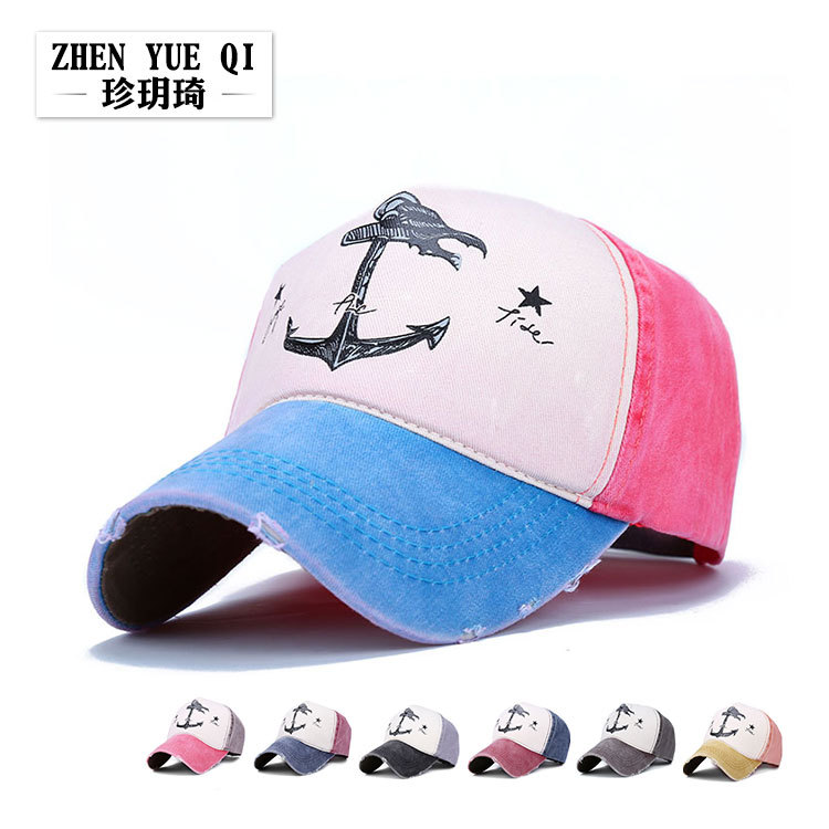 Zhen Yue Qi Korean Style Spring and Autumn Couple Hat Men and Women's Pure Cotton Baseball Cap Old Pirate Ship Anchor Sunshade Hat