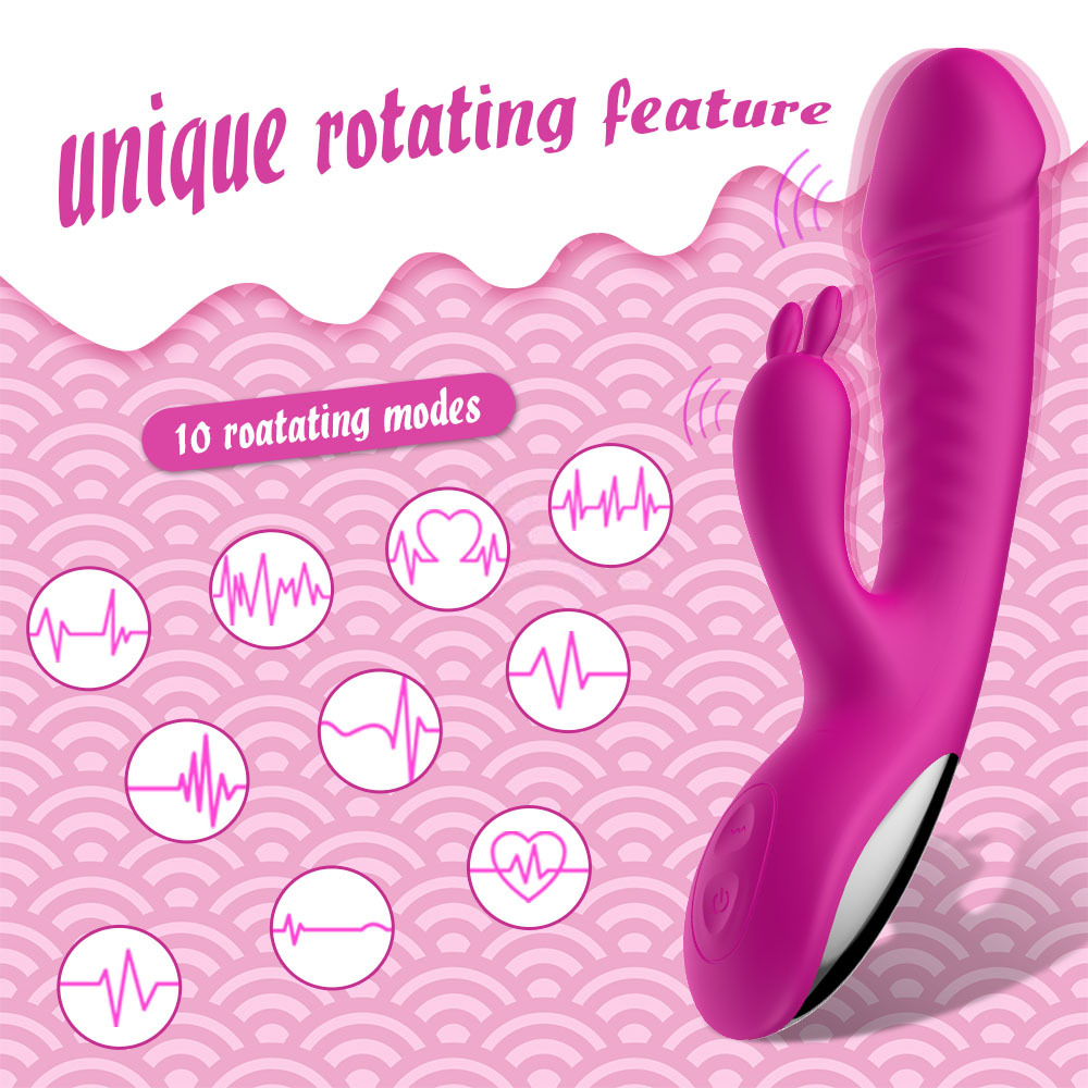 Simulation heating jade rabbit double shock vibrator charging female appliance orgasm massage stick sex adult products
