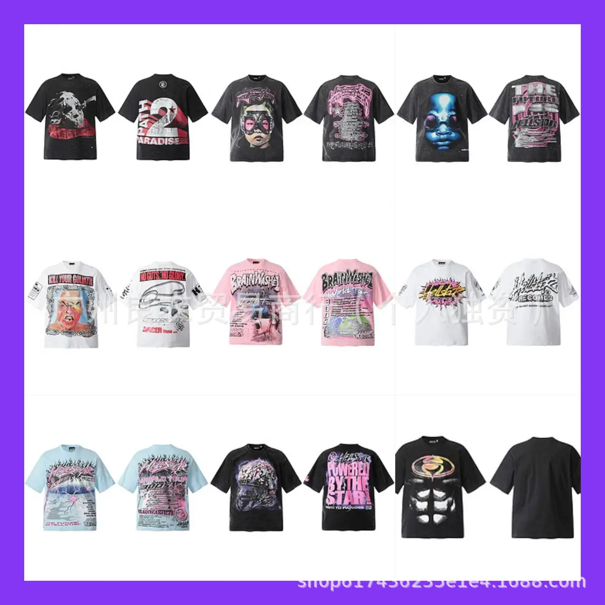 Wholesale Cross-Border American High Street High Version Fog Hell Star Vintage Men's and Women's Vtg Short-Sleeved T-Shirt Trendy Brand