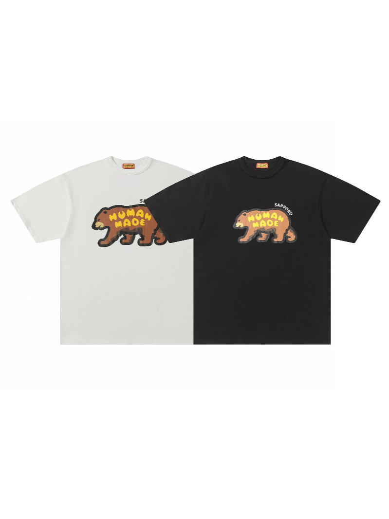 Summer Trendy Brand Bear Pattern Short-Sleeved T-Shirt, Loose and Casual, Unisex, Couple Style
