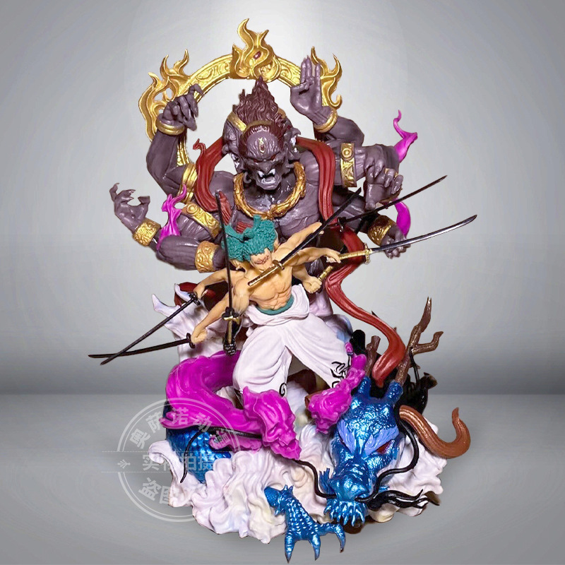 One Piece High Quality GK Nine Knife Flow Ghost Gas Ashura Solon Scene Statue Boxed Statue Model Ornaments Handmade