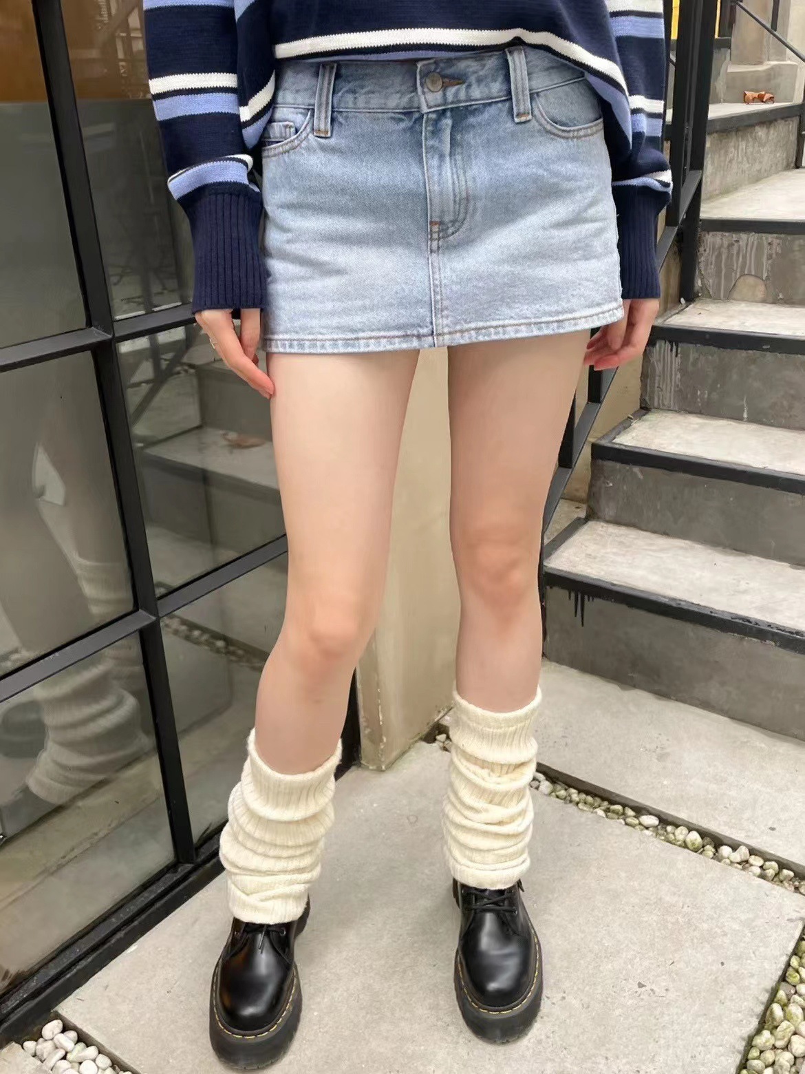 BM wind Yu Shuxin same style high waist denim skirt women's bm skirt hot girl skirt American style hip skirt A- line skirt