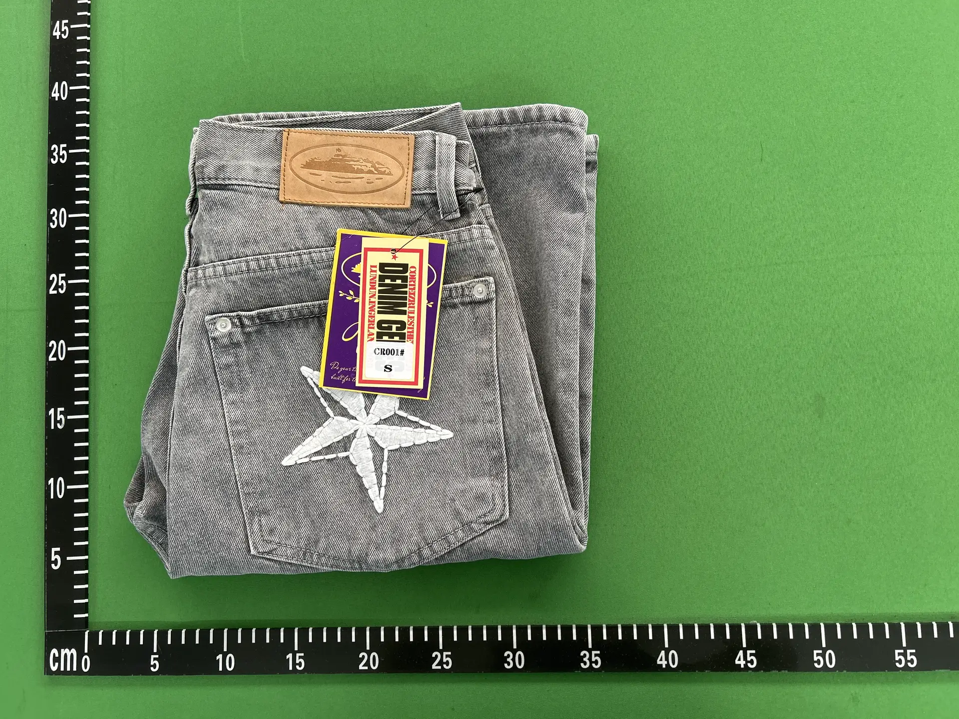 Corteiz Alcatraz Embroidered Five-Pointed Star Denim Shorts Men's Summer High Street Loose Casual Five-Point Pants Trendy