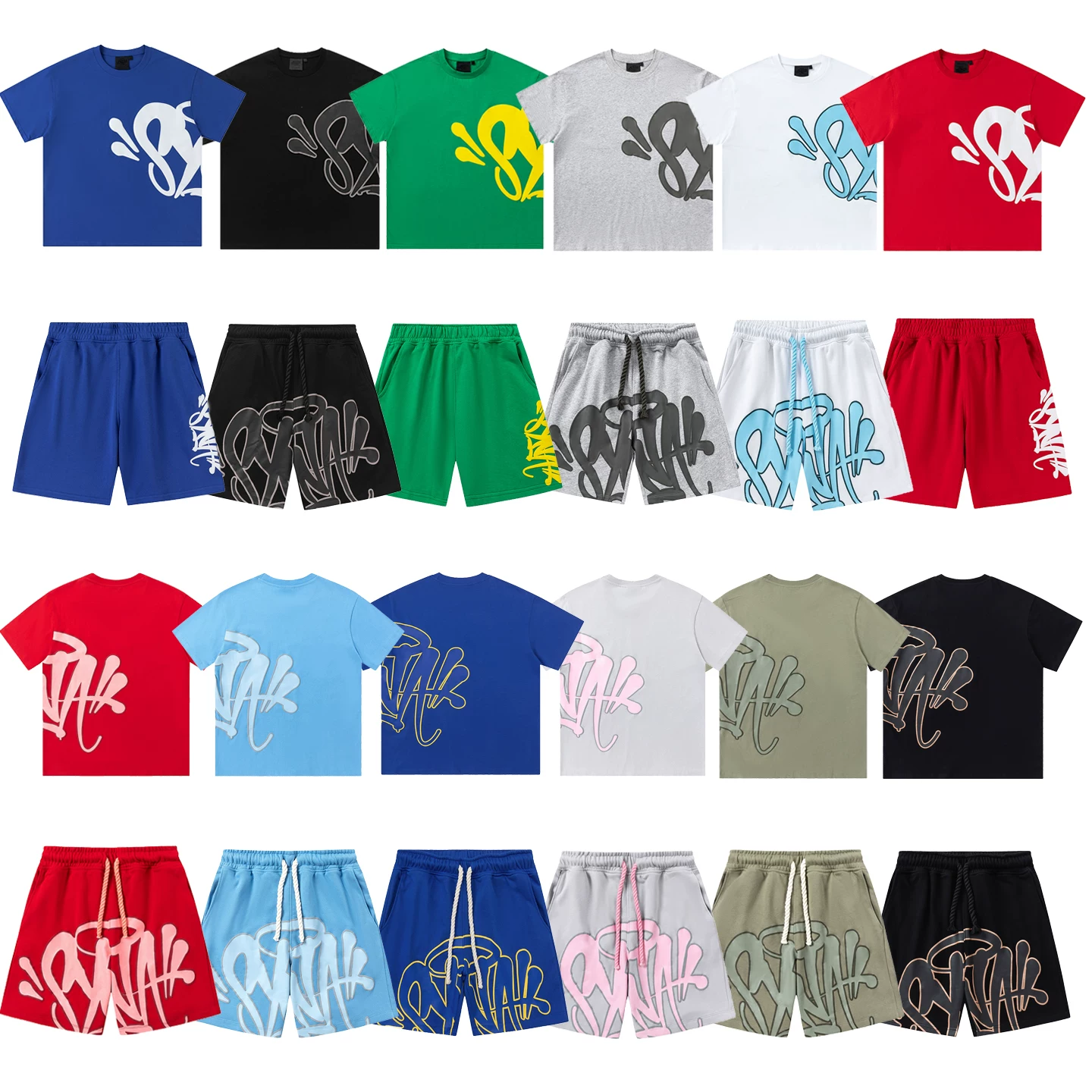 Syna World short sleeved shorts set with niche design, 2025 new print, American style, summer casual trend