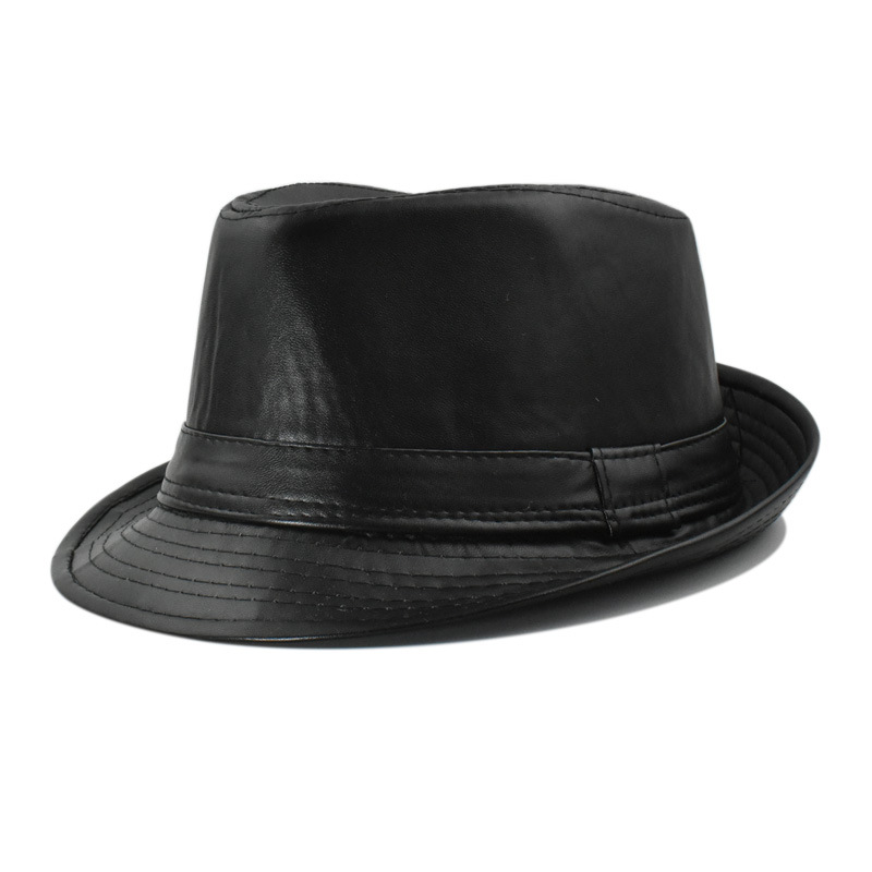 Autumn and Winter new British men's top hat woolen hat middle-aged and elderly casual jazz hat leather top hat wholesale