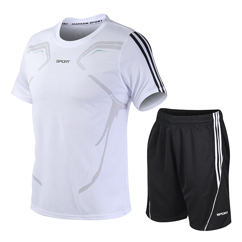 Quick-drying Clothes Men's Running suit Short-sleeved Shorts Crewneck T-shirt Breathable Loose Fitness plus size Outdoor Sports suit