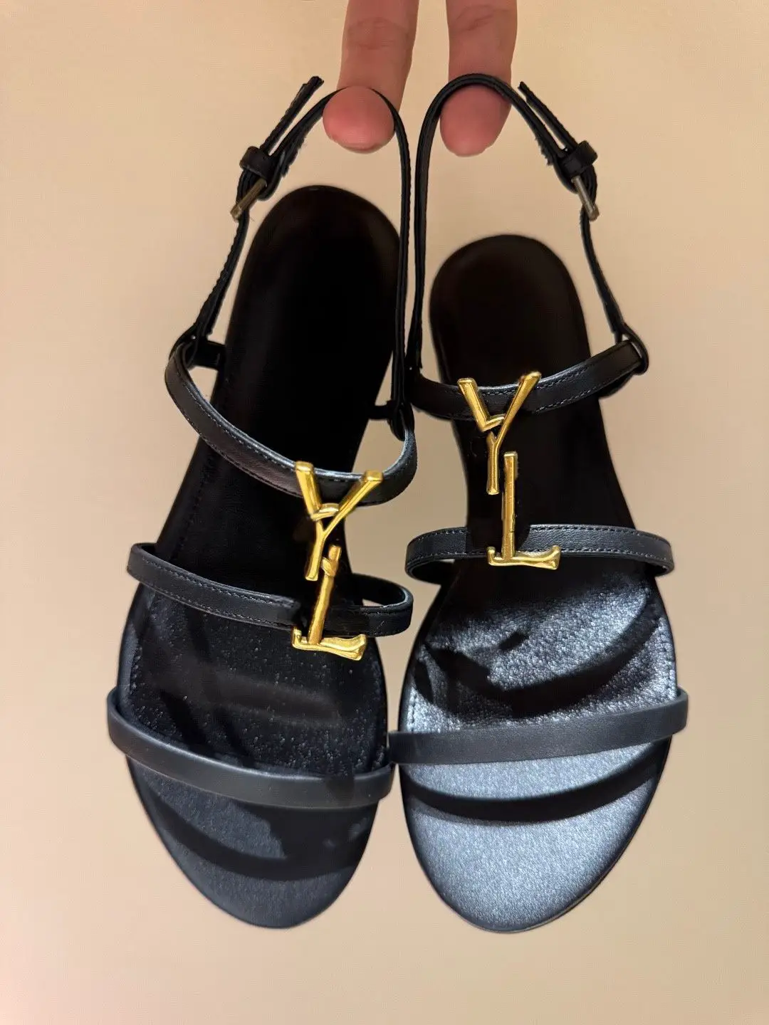 Vitona 2025 New arrival Fairy Style Patent Leather Open Toe Summer Beach Easiest for match letter Flats Sandals Women's Shoes