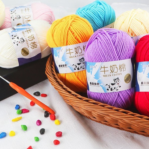 Crocheted wool cotton thread group handmade diy knitting doll crochet wool ball sweater scarf 5 5 strands milk cotton wool