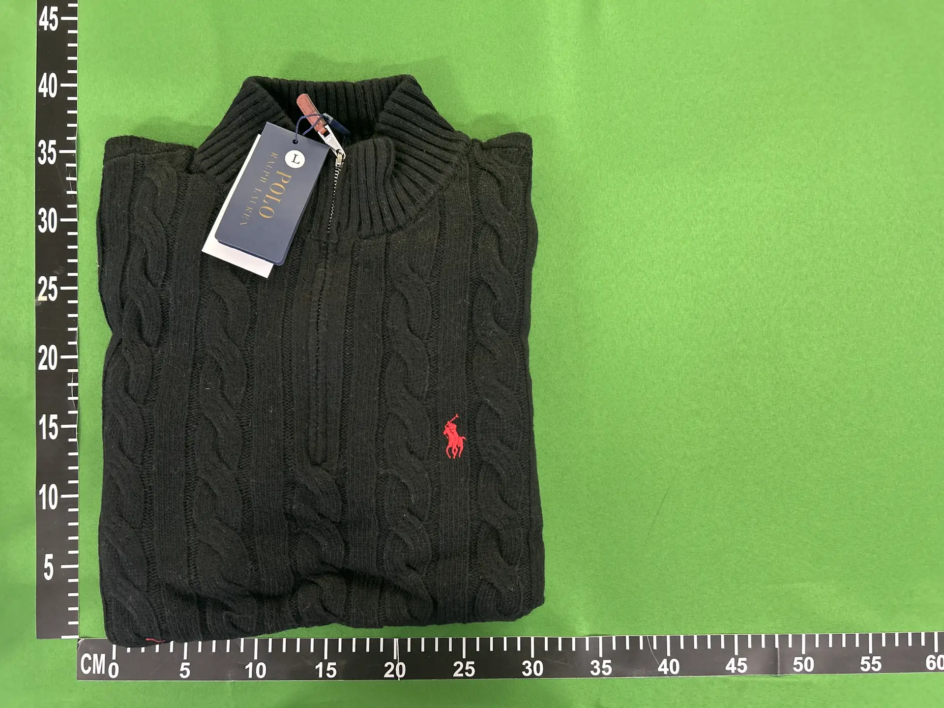Polo Ralph Lauren Cable Knit Quarter Zip Sweater Black
